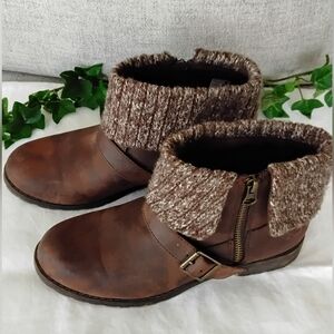 Rocket Dog Bently Brown Ankle Boots with Knit Cuff Womens